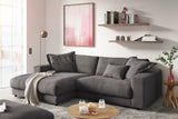KAWOLA Sofa MADELINE Ecksofa mit Longchair Cord grau, Links