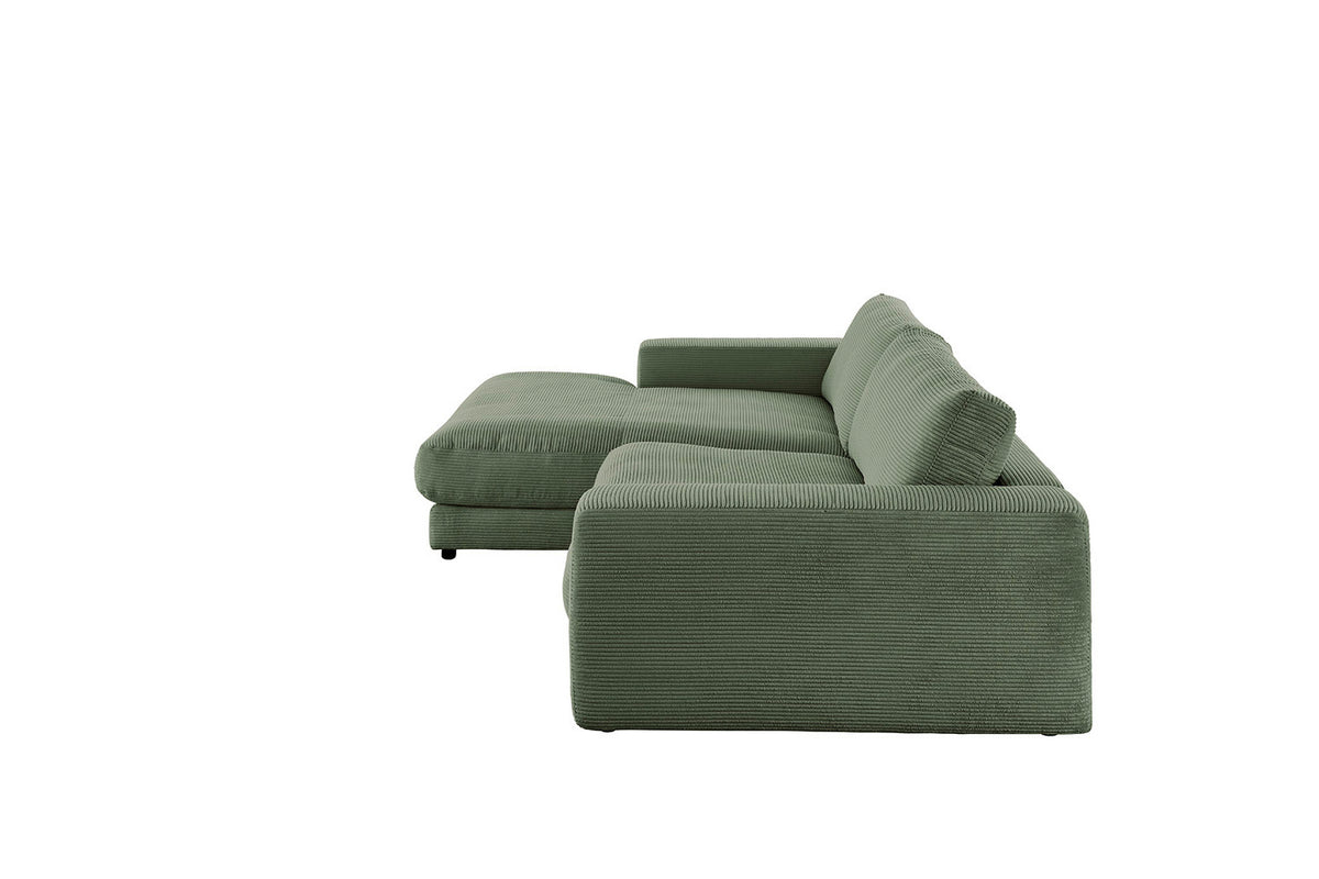 KAWOLA Sofa MADELINE Ecksofa mit Longchair Cord olivgrün