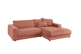 KAWOLA Sofa MADELINE Ecksofa mit Longchair Cord rost