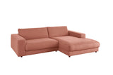 KAWOLA Sofa MADELINE Ecksofa mit Longchair Cord rost