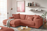 KAWOLA Sofa MADELINE Ecksofa mit Longchair Cord rost, Links