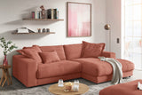 KAWOLA Sofa MADELINE Ecksofa mit Longchair Cord rost, Rechts