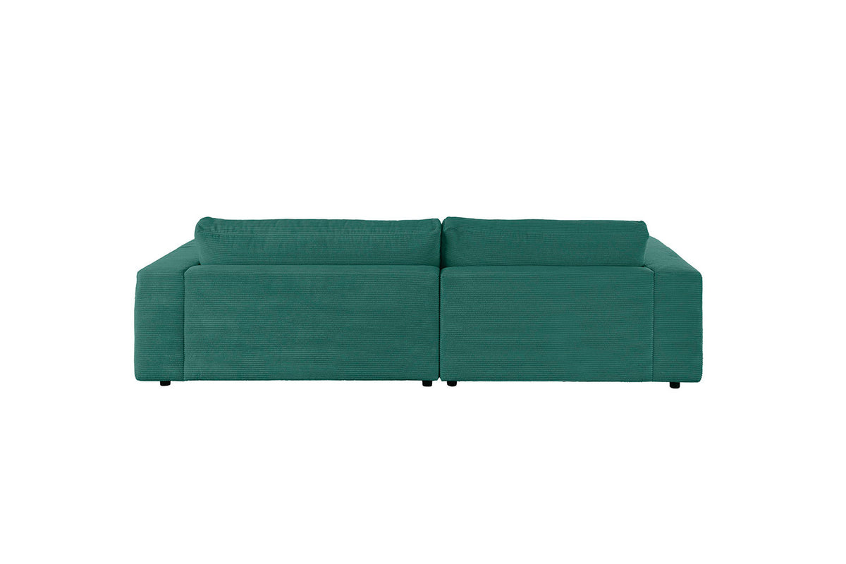 KAWOLA Sofa MADELINE Ecksofa mit Longchair Cord smaragd