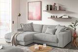 KAWOLA Sofa MADELINE Ecksofa mit Longchair Cord steingrau, Links