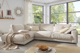 KAWOLA Sofa MADELINE Ecksofa mit Recamiere Cord cremeweiß