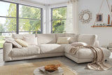 KAWOLA Sofa MADELINE Ecksofa mit Recamiere Cord cremeweiß