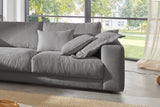 KAWOLA Sofa MADELINE Ecksofa mit Recamiere Cord grau