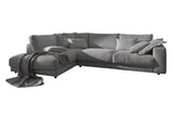 KAWOLA Sofa MADELINE Ecksofa mit Recamiere Cord grau