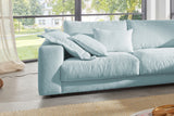 KAWOLA Sofa MADELINE Ecksofa mit Recamiere Cord hellblau