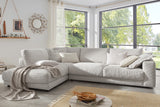 KAWOLA Sofa MADELINE Ecksofa mit Recamiere Cord hellgrau