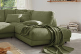 KAWOLA Sofa MADELINE Ecksofa mit Recamiere Cord olivgrün