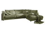 KAWOLA Sofa MADELINE Ecksofa mit Recamiere Cord olivgrün