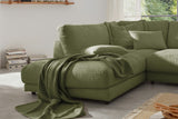 KAWOLA Sofa MADELINE Ecksofa mit Recamiere Cord olivgrün