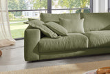 KAWOLA Sofa MADELINE Ecksofa mit Recamiere Cord olivgrün