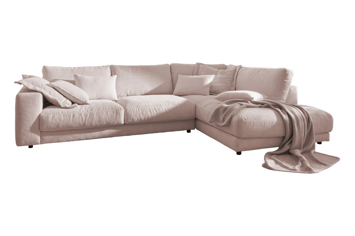 KAWOLA Sofa MADELINE Ecksofa mit Recamiere Cord rosa