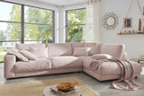 KAWOLA Sofa MADELINE Ecksofa mit Recamiere Cord rosa
