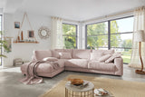 KAWOLA Sofa MADELINE Ecksofa mit Recamiere Cord rosa, Links