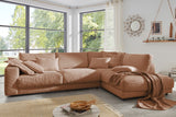 KAWOLA Sofa MADELINE Ecksofa mit Recamiere Cord rost