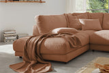 KAWOLA Sofa MADELINE Ecksofa mit Recamiere Cord rost