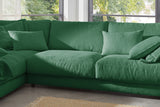 KAWOLA Sofa MADELINE Ecksofa mit Recamiere Cord smaragd