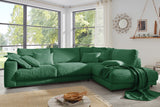 KAWOLA Sofa MADELINE Ecksofa mit Recamiere Cord smaragd