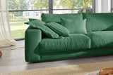 KAWOLA Sofa MADELINE Ecksofa mit Recamiere Cord smaragd