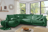 KAWOLA Sofa MADELINE Ecksofa mit Recamiere Cord smaragd