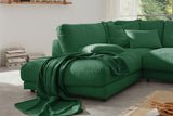 KAWOLA Sofa MADELINE Ecksofa mit Recamiere Cord smaragd