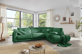 KAWOLA Sofa MADELINE Ecksofa mit Recamiere Cord smaragd, Rechts