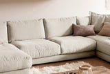 KAWOLA Sofa MADELINE Wohnlandschaft U-Form Cord cremeweiß