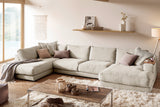 KAWOLA Sofa MADELINE Wohnlandschaft U-Form Cord cremeweiß