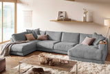 KAWOLA Sofa MADELINE Wohnlandschaft U-Form Cord grau