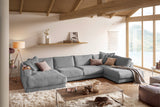 KAWOLA Sofa MADELINE Wohnlandschaft U-Form Cord grau, Links