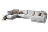 KAWOLA Sofa MADELINE Wohnlandschaft U-Form Cord hellgrau