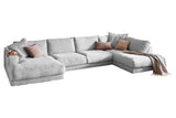 KAWOLA Sofa MADELINE Wohnlandschaft U-Form Cord hellgrau