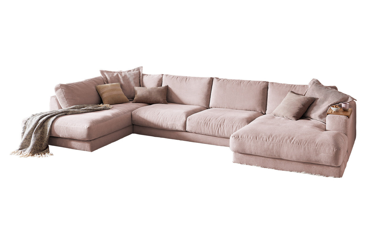 KAWOLA Sofa MADELINE Wohnlandschaft U-Form Cord rosa