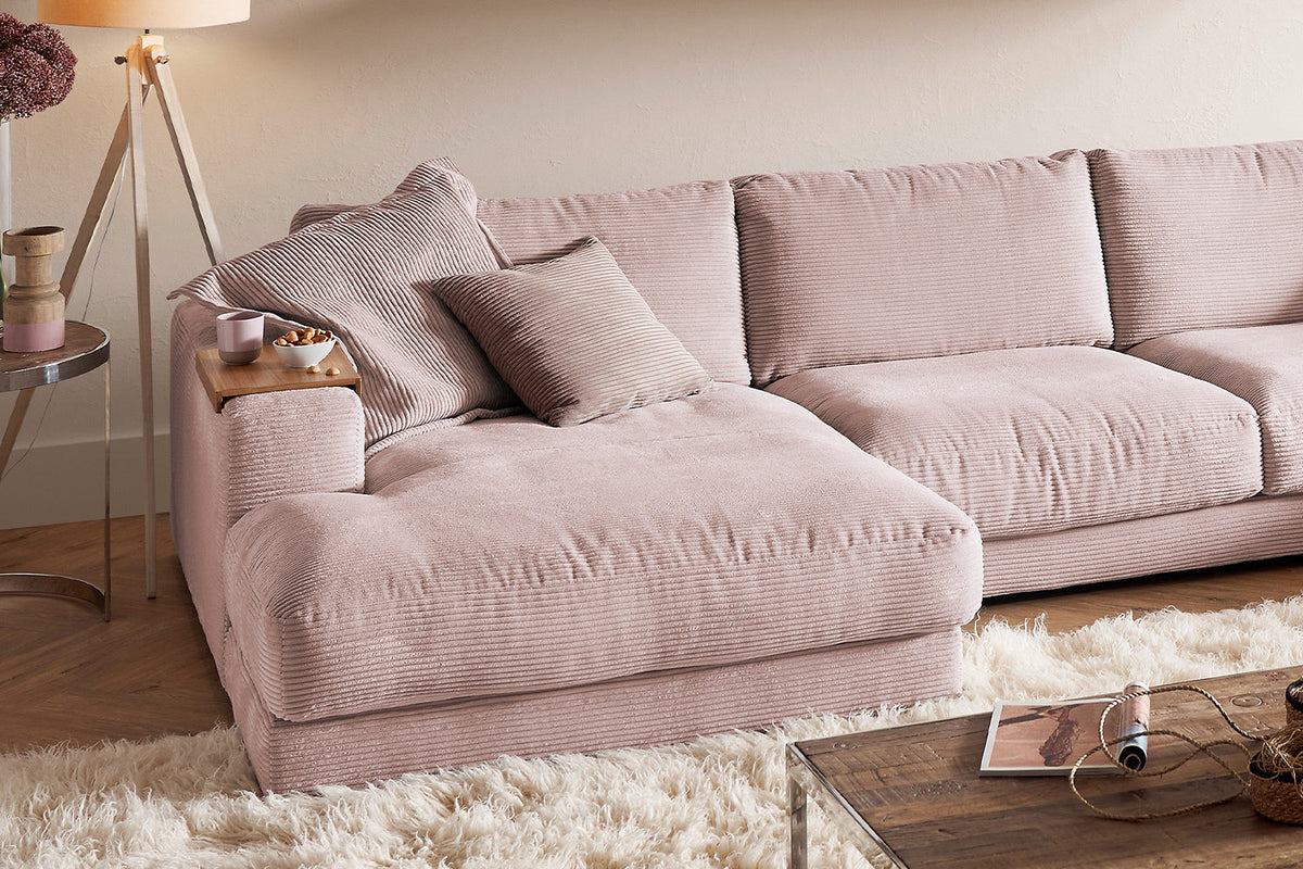 KAWOLA Sofa MADELINE Wohnlandschaft U-Form Cord rosa