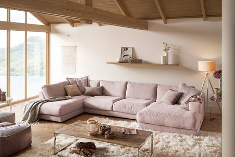 KAWOLA Sofa MADELINE Wohnlandschaft U-Form Cord rosa, Rechts