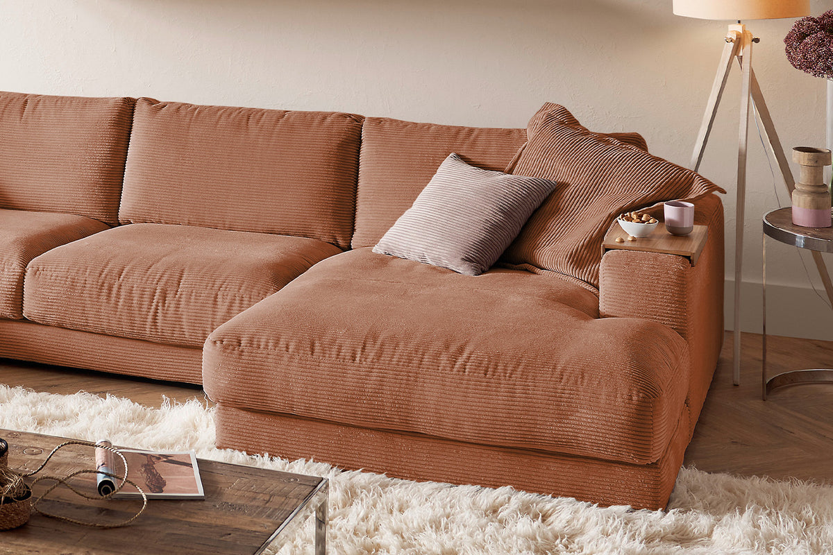 KAWOLA Sofa MADELINE Wohnlandschaft U-Form Cord rost