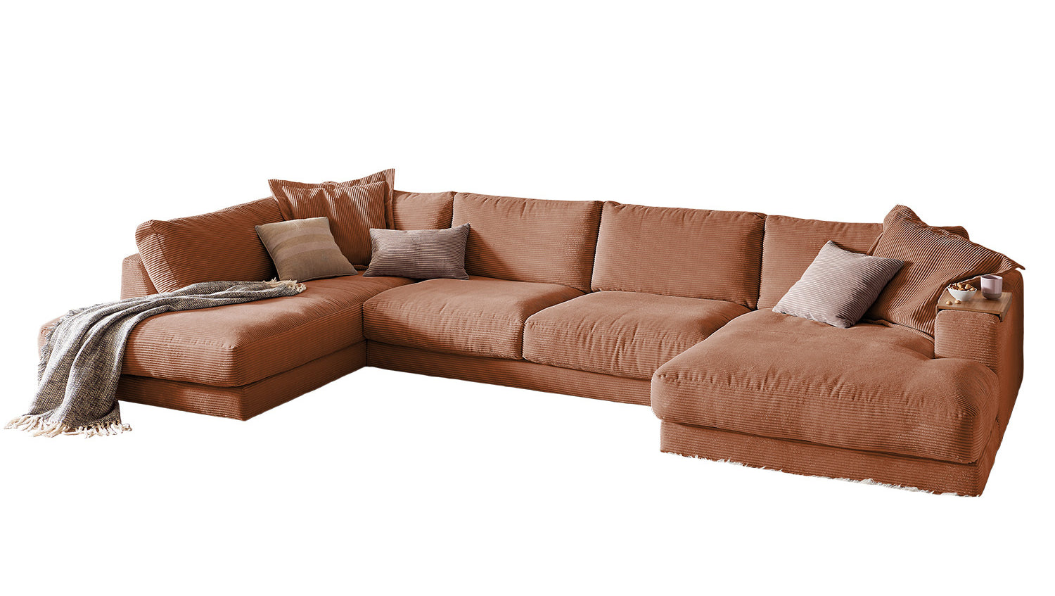 KAWOLA Sofa MADELINE Wohnlandschaft U-Form Cord rost