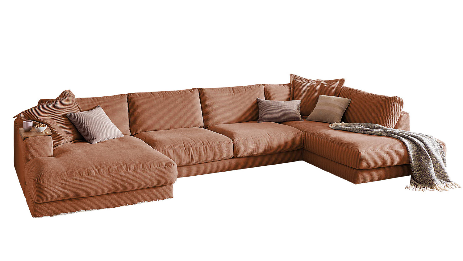 KAWOLA Sofa MADELINE Wohnlandschaft U-Form Cord rost