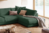 KAWOLA Sofa MADELINE Wohnlandschaft U-Form Cord smaragd