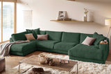KAWOLA Sofa MADELINE Wohnlandschaft U-Form Cord smaragd