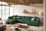 KAWOLA Sofa MADELINE Wohnlandschaft U-Form Cord smaragd, Rechts
