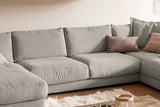 KAWOLA Sofa MADELINE Wohnlandschaft U-Form Cord steingrau