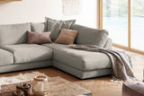 KAWOLA Sofa MADELINE Wohnlandschaft U-Form Cord steingrau