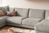 KAWOLA Sofa MADELINE Wohnlandschaft U-Form Cord steingrau