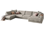KAWOLA Sofa MADELINE Wohnlandschaft U-Form Cord steingrau