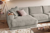 KAWOLA Sofa MADELINE Wohnlandschaft U-Form Cord steingrau