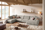 KAWOLA Sofa MADELINE Wohnlandschaft U-Form Cord steingrau, Rechts
